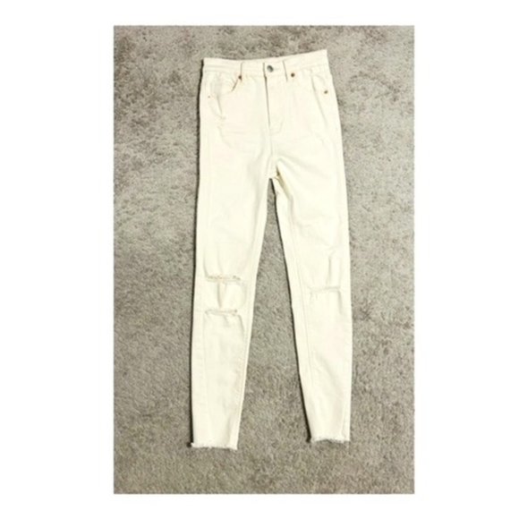 Super High-Waisted Distress Jeans - Picture 1 of 10